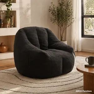 Large Tufted Memory Foam-Filled Bean Bag Chair - Fluffy Indoor Sofa, Comfy Seating for Dorm & Living Room, Cozy Studio Apartment Furniture, Apartment Decor Item, Furniture For Apartment