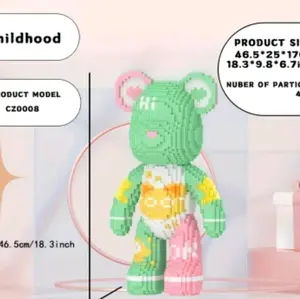 4500 Piece Building Blocks Bear Childhood puzzle- Colorful Bead Construction with Unique Design & Accessories for Creative Play, Great adult entertainment