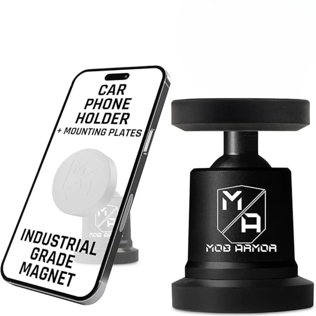 MOB ARMOR MobNetic Maxx Magnet Car Phone Holder - Billet Aluminum Universal Dashboard Mounting Auto Accessories Interior with 90lb Dual Pull Force Magnets for Strong Secure Hold, Vehicle Car Accessory