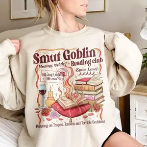 [Sale off up to 50%] Smut Goblin Dark Romance Bookish Sweatshirt, Spicy Book Club Tshirt, Girl Date With A Book Shirts, Spread Those Pages Book Lover, streetwear graphic tee