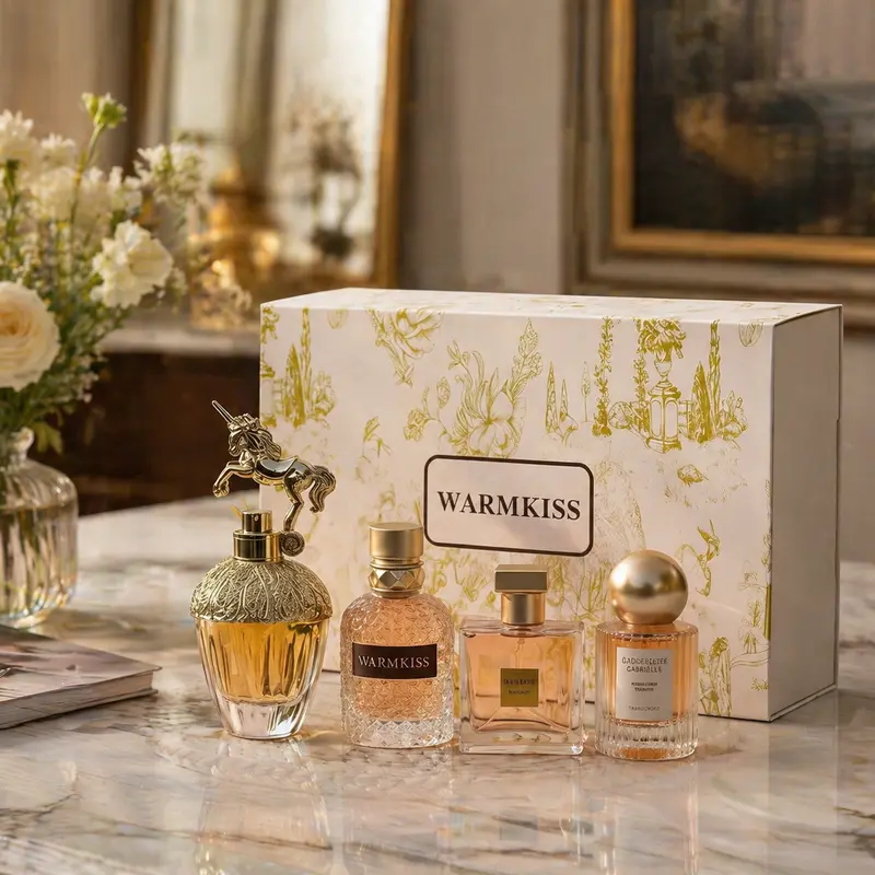 WARMKISS Women's 4-Piece Long-Lasting EDP Perfume Set - Floral, Fresh, Citrus Aroma Eau de Parfum Fragrance Collection, Boxed Luxury Fragrance Set, Luxury Perfume Gift Box for Adults, Ideal Anniversary Gift