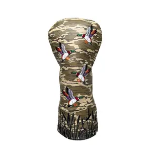 Mallard Camo Golf Headcover With Reeds And Flying Ducks High Quality Protection For Golf Enthusiasts Unique Design