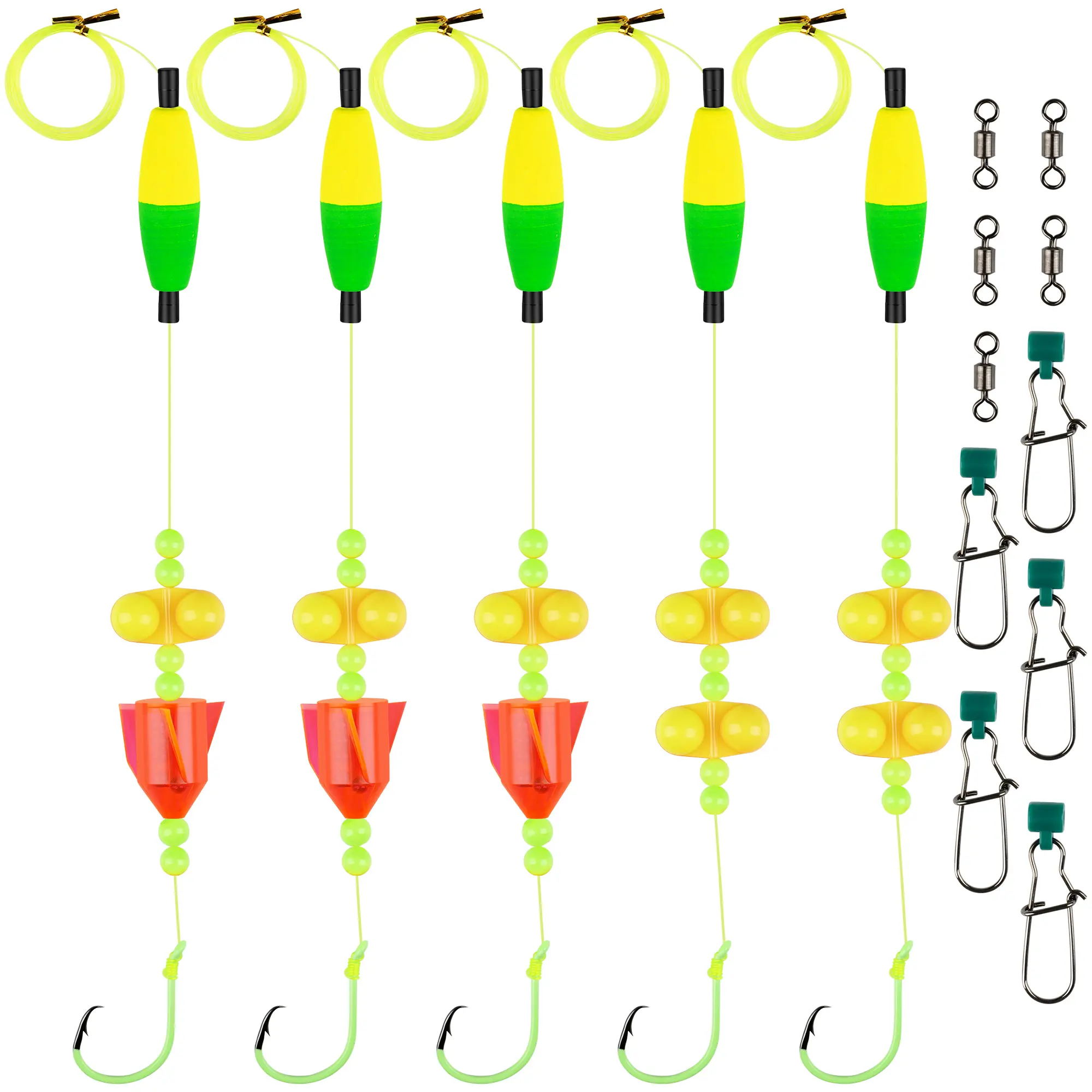 5-Piece Catfish Rigs Fishing Rigs Tackle Set – Floating Hooks and Santee Round Hooks for Bank Fishing
