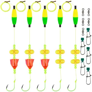 5-Piece Catfish Rigs Fishing Rigs Tackle Set – Floating Hooks and Santee Round Hooks for Bank Fishing