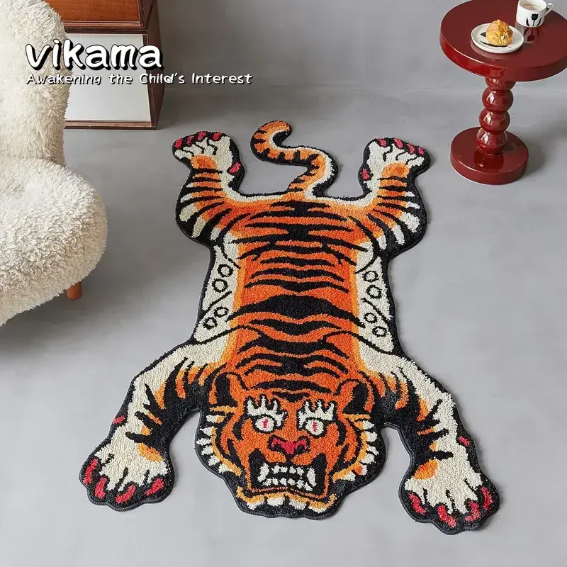 VIKAMA Living Room Auspicious Tiger Carpet Deluxe French Bedroom Cloakroom Bedside Tibetan Tiger Carpet Home Decoration