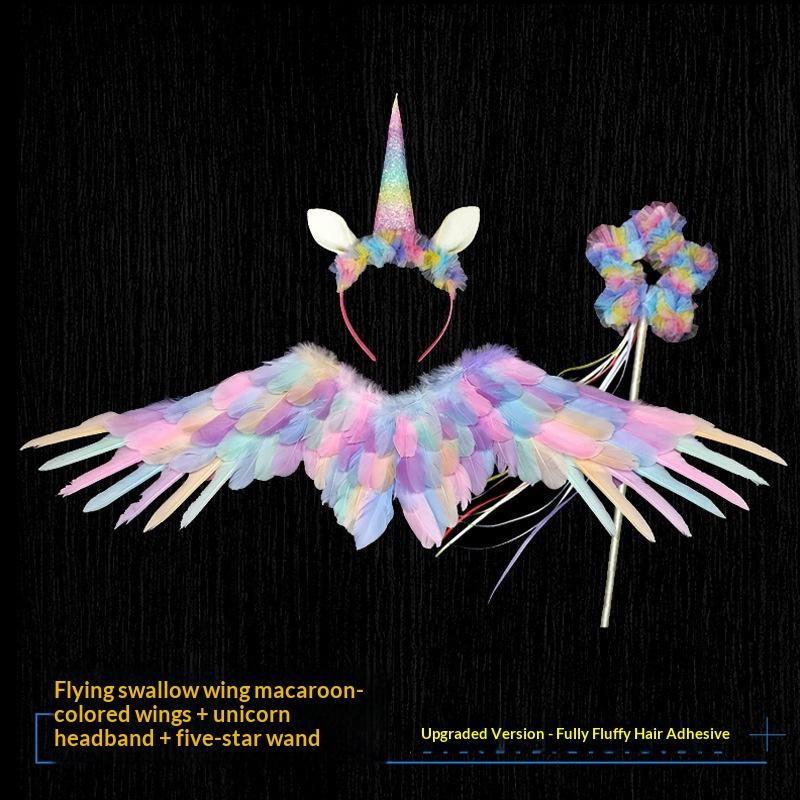 Angel Wings White Feather Swallow-Shaped for Adult Children Halloween Props Bride Flower Girl Costume Party Accessories