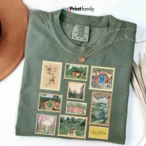 Comfort Colors Tolkien Inspired Fantasy Vintage Tshirt The Shire Vintage Stamp Bookish Fellowship Retro Tee Tolkien Nerdy Fan Gift - Printfamily