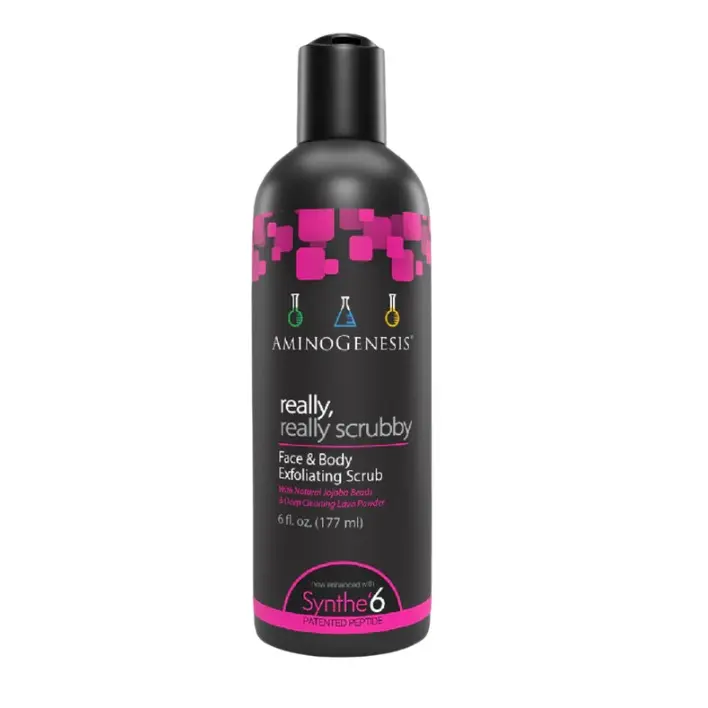 AMINO GENESIS Really Really Clean Face & Body Scrub, Exfoliating Cleanser with Synthe'6 Peptide for Pore Repair & Anti-Aging Skin, 6 fl oz, Body Care, Exfoliate, Cleansing