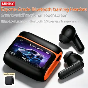MINISO MS128 Wireless Earbuds, TWS Bluetooth 6.0Headphones, Touch Control LCD Full Color Display ScreenEar Buds, Wireless Earphones with Mic