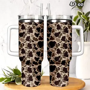 Brown Woodland Camouflage Tumbler 40oz, Outdoor Enthusiast Drinkware For Men Women,  Car Cup Portable, Wilderness Cup Camping Hiking Accessory | 060426.R3059.ID00