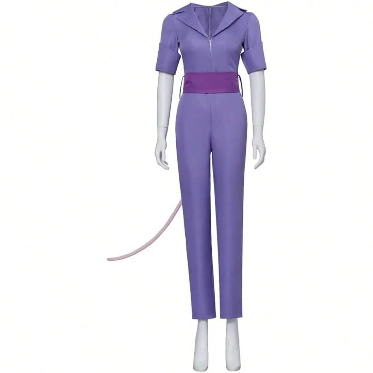 Women's Purple Nostalgic Animation Style Jumpsuit Costume - Lightweight Comfortable Polyester Women's Clothes with Attached Tail, Hip Party Outfit & Accessories, Lady, Plus Size, Original, 3Xl, Xxxl, Cartoon Character, Violet Costume Outfit, Gadget Inspir