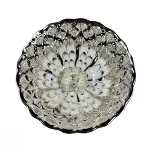 Silver Scalloped Edge Peacock Feather Handmade Jianzhan Teacup