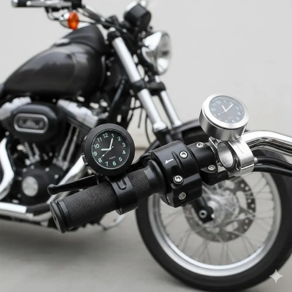 Motorcycle Handlebar Clock - Waterproof Shockproof Bike Gauge with Luminous Dial, Easy Mount for Cruiser ATV Dirt Bike Upgrade, Night Vision Durable Accessory Motorbike Motorcycle Accessories