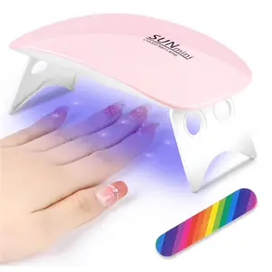 SUNmini URAQT Mini Gel Nail Lamp Portable 6W UV LED Dryer with USB Curing Lamp for All Gel Polish Fast Low Heat Safe Durable Foldable Stand Pocket Size Easy to Use - Plastic, Drying Manicure Cutics Cutics