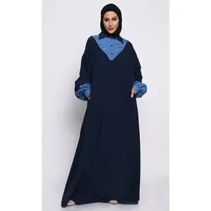 Collared A-Line Abaya with Cuffed batwing Sleeves