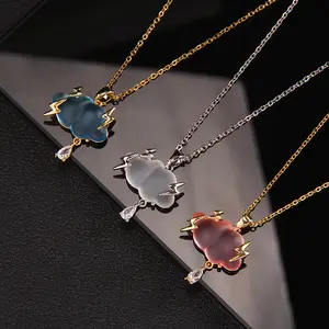 Cloud Necklace Design Advanced Three Point Raindrop Neck Pendant Jewelry Titanium Steel Lock Bone Chain Necklace for Women