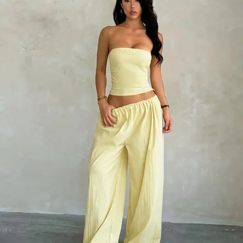 Tank Top Long Pants Set, Women, Baggy, Lightweight, Comfortable & Stylish, Chic, Perfect for Daily Wear, Versatile Fashion Choice, Ideal for All Seasons, Loose Pants Set