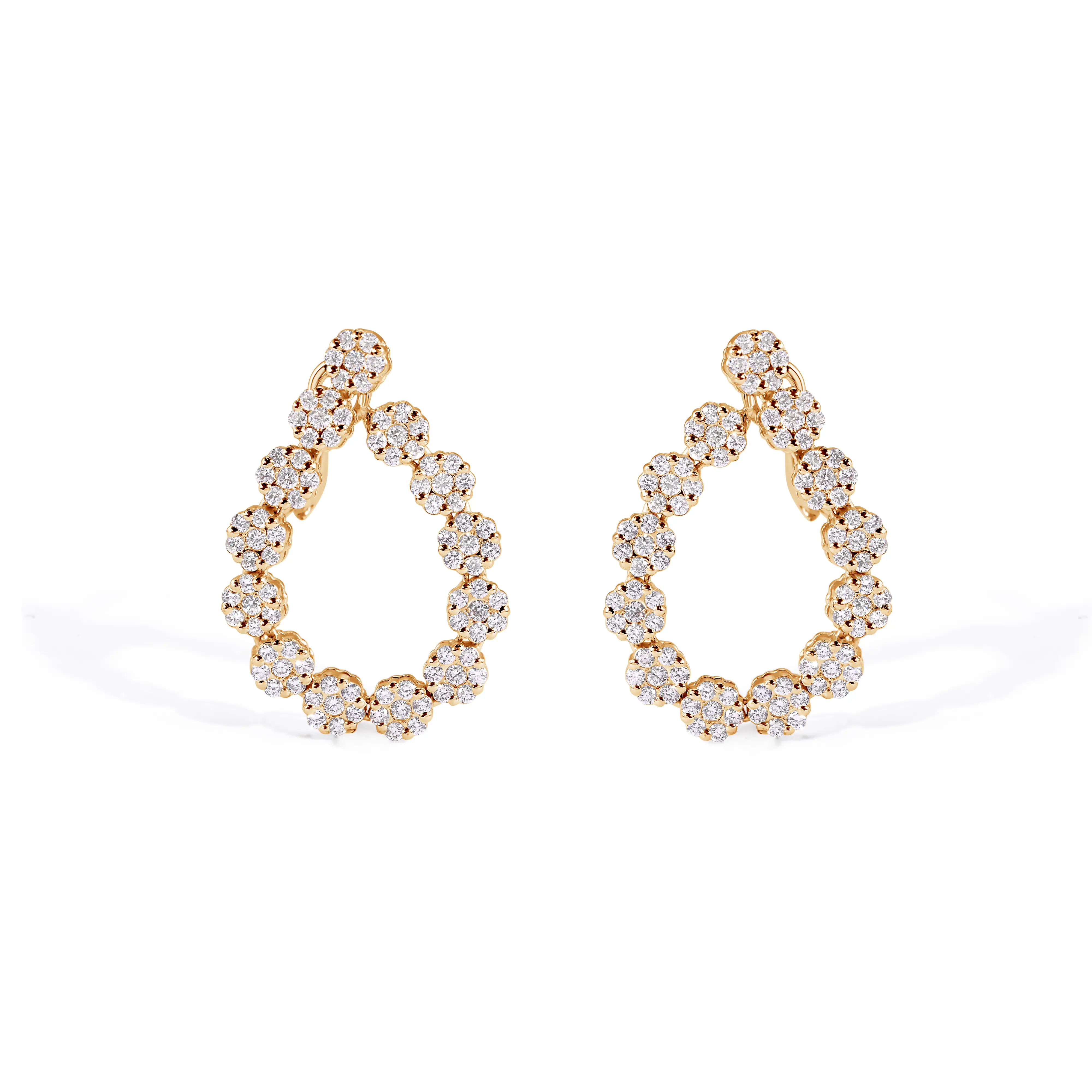 14K Gold Hoop Cluster Earrings with 1.99 Carats of Diamonds for Exceptional Sparkle and Refined Elegance