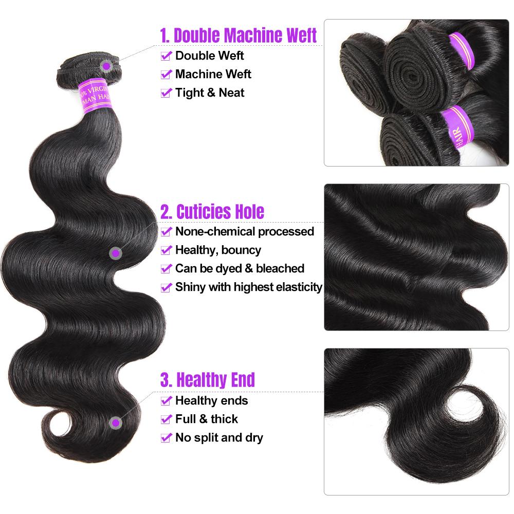 AMA Raw Body Wave Bundles 15A Grade Unprocessed Straight Human Hair Bundles With Closure 2x6 Inch Quick Weave Extensions SpringStatements