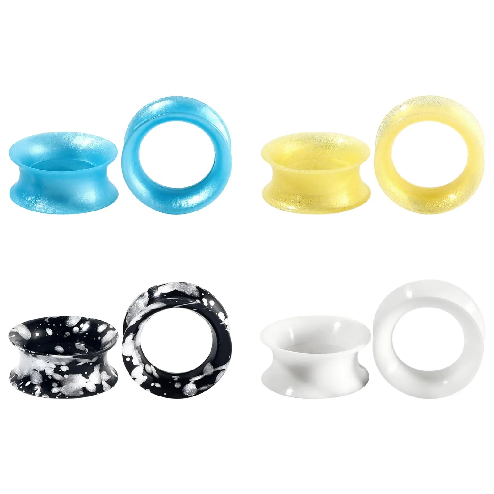 4pairs Multi-style Soft Silicone Ear Tunnels Plugs Set Double Flared Gauges Expander Stretcher Body 2g-1" 6-25mm For Women Men