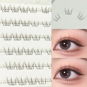 HERORANGE Little Flower Fairy Brown Glue-free Lower Eyelashes Fluffy Lash Clusters 48 Clusters Single Cluster DIY Removal-free Natural and Lifelike Photogenic Daily Segmented Self-contained Glue Strip Extension Cluster Simulation Lower Eyelashes