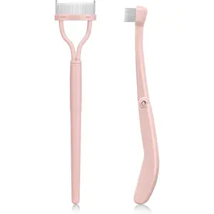 Eyelash Comb, 2PCS Pink Eyelash Separator Tool Lash Comb Lash Separator with Cover for Girls Women Eye Makeup Brushes Separator Mascara Applicator Tools with Metal Teeth