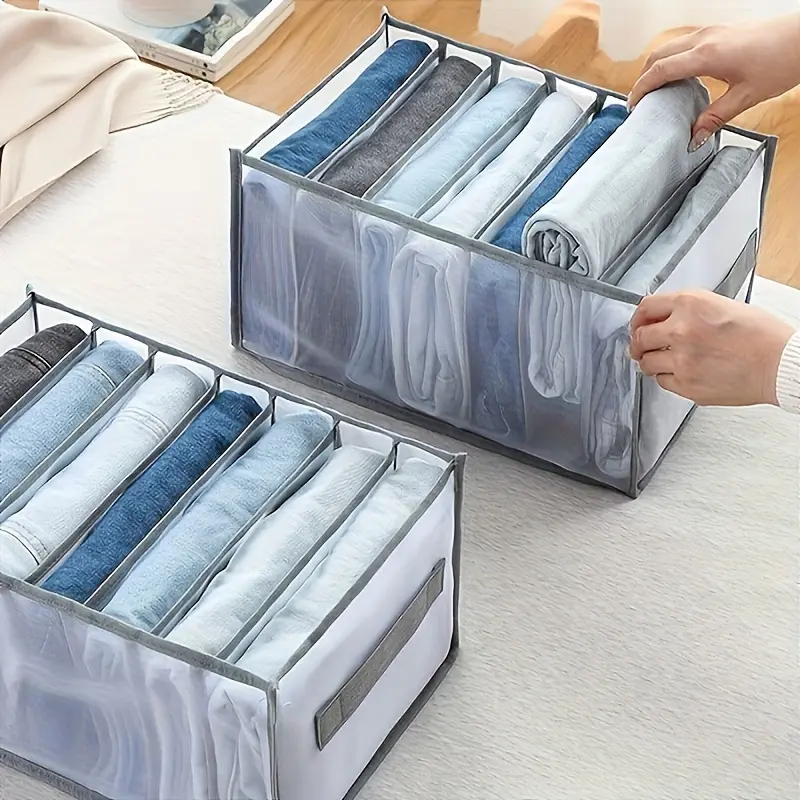 7‑Compartment Mesh Closet Organizer – Foldable Storage Bin for Underwear, Socks, and Pants, with Clear Visibility for Easy Wardrobe Organization, Perfect for Dorm and Bedroom