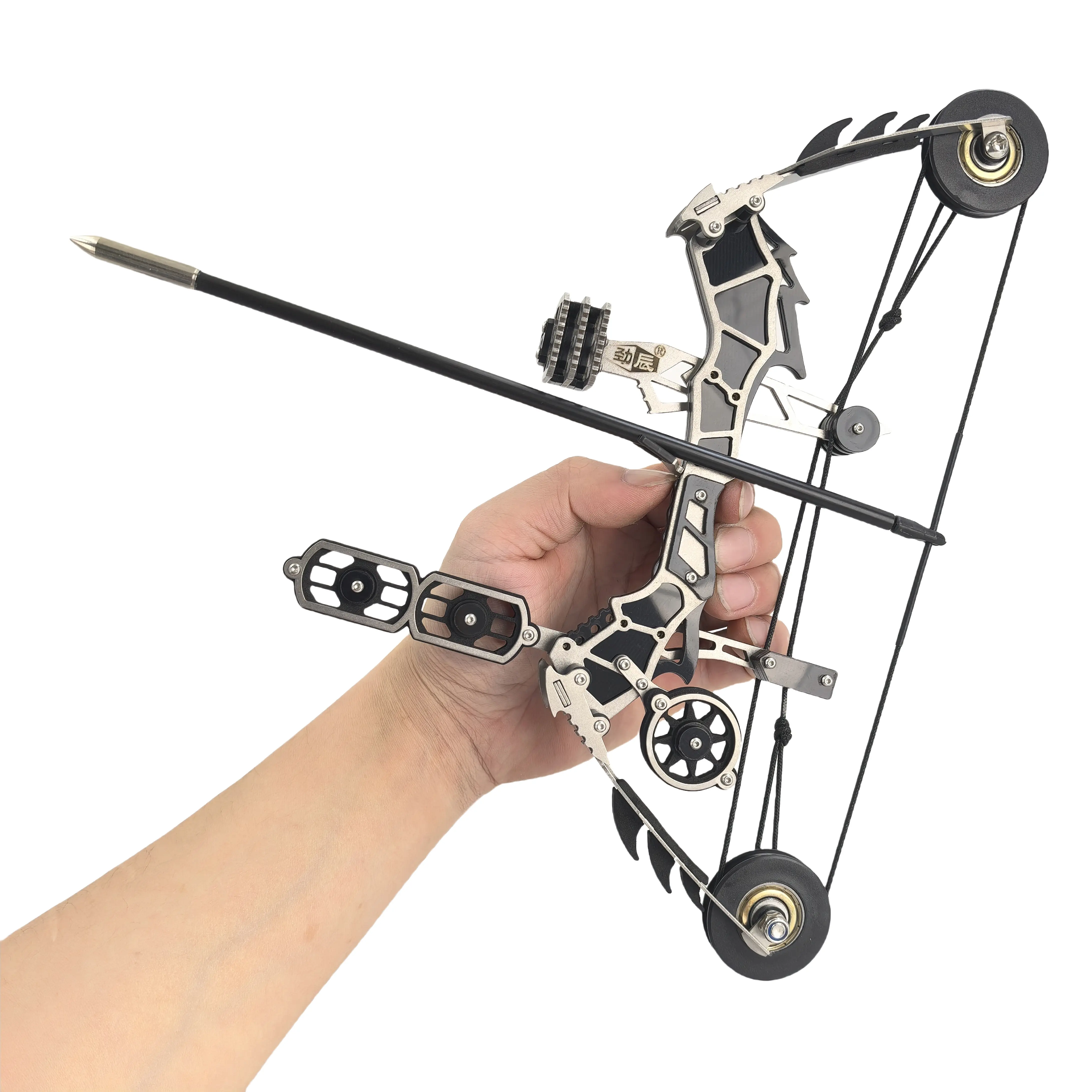 11 in Compact Design Stainless Steel Mini Bow, Portable Archery Set for Outdoor Target Practice, Holiday Gift for Archery Enthusiasts, Targets, Bows