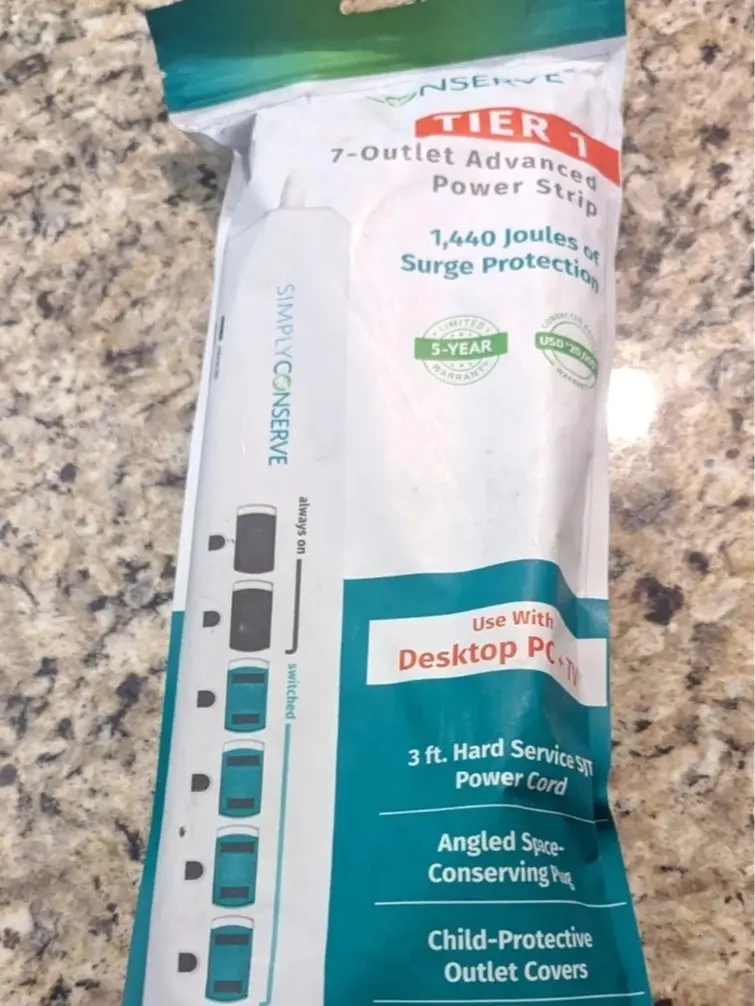 Simply Conserve 3 ft 7-Outlet Energy-Saving Advanced Surge Protector