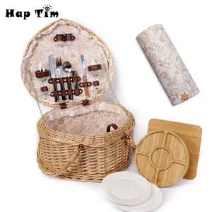Hap Tim Heart Wicker Picnic Basket for 2 Person Set with Blanket & Bamboo Plate & Cheese Board, Wedding, Couples Gifts#TikTokShopHolidayHaul