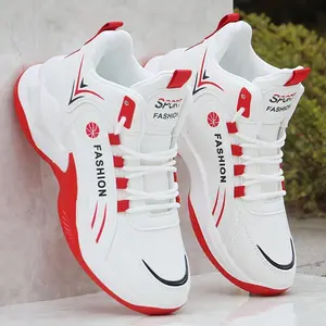 Men'S High-Top Basketball Shoes - Stylish White & Red with "FASHION" Detail, Lightweight, Non-Slip Rubber Sole, Lace-Up Sports Sneakers for All Seasons, Allseason Sneakers |     Trendy Sports Shoes |     Durable Rubber Sole
