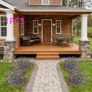 Simulated purple violet ground-growing tree with ground anchors, UV-resistant, Decorative shrub, suitable for indoor and outdoor decoration, homes, hotels, gardens, weddings and vacation scenes, realistic flowers