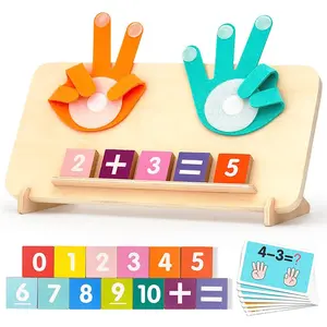 Montessori Wooden Finger Counting Math Toy for Toddler Interactive Play Learning Manipulatives Game Number Blocks Kid Early Education Puzzle Toy