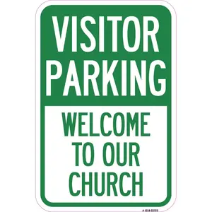 SignMission  12 x 18 in. Aluminum Sign - Visitor Parking Welcome to Our Church