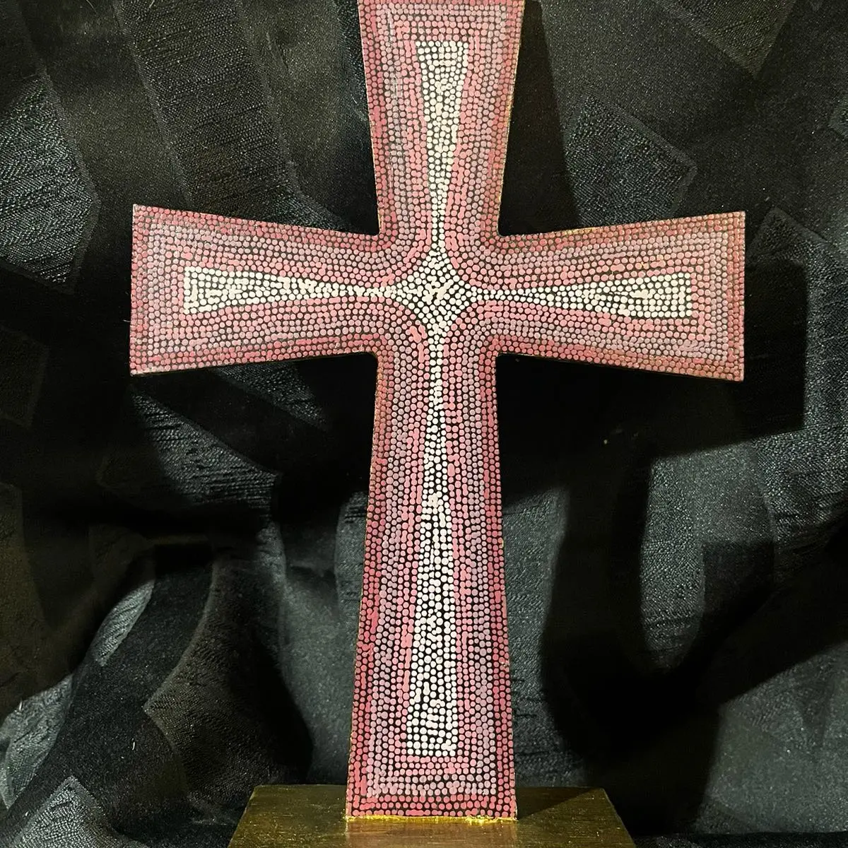 Wooden Religious Cross Decor - Acrylic Dot Painting