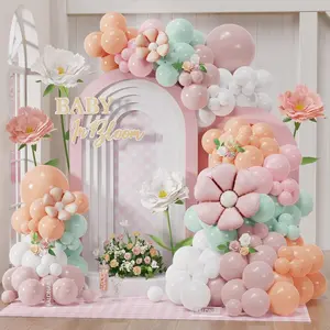 Baby in Bloom Balloon Arch Kit 130 Pcs Daisy, Orange, Pale Pink & Sage Green for Baby Shower