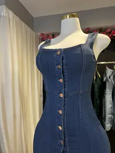 Ava Jean Dress - Blue Denim Style with Button Detailing