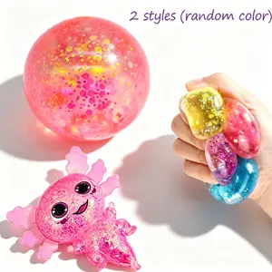 2 Piece Stress Relief Toys, Jelly Squish Ball + Newt Squeeze Fun, Anxiety Relief Gift for Kids and Adults, Unisex Toy Set