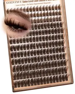 Manga Lash Clusters With Spikes Wispy Brown Cluster Eyelash Extensions Fluffy Anime Eyelashes Clusters Reusable Faux Mink Fairy Individual Lash Extension (D Curve 12-20mm 204 pieces)