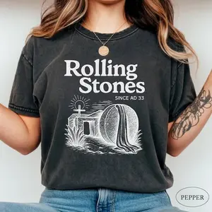[Sale Off 50% - Comfort Colors] Rolling Stones Christian Shirt, Easter Day Tee, Faith T-Shirt, Easter Shirt, Christian Shirt, Gift For Her