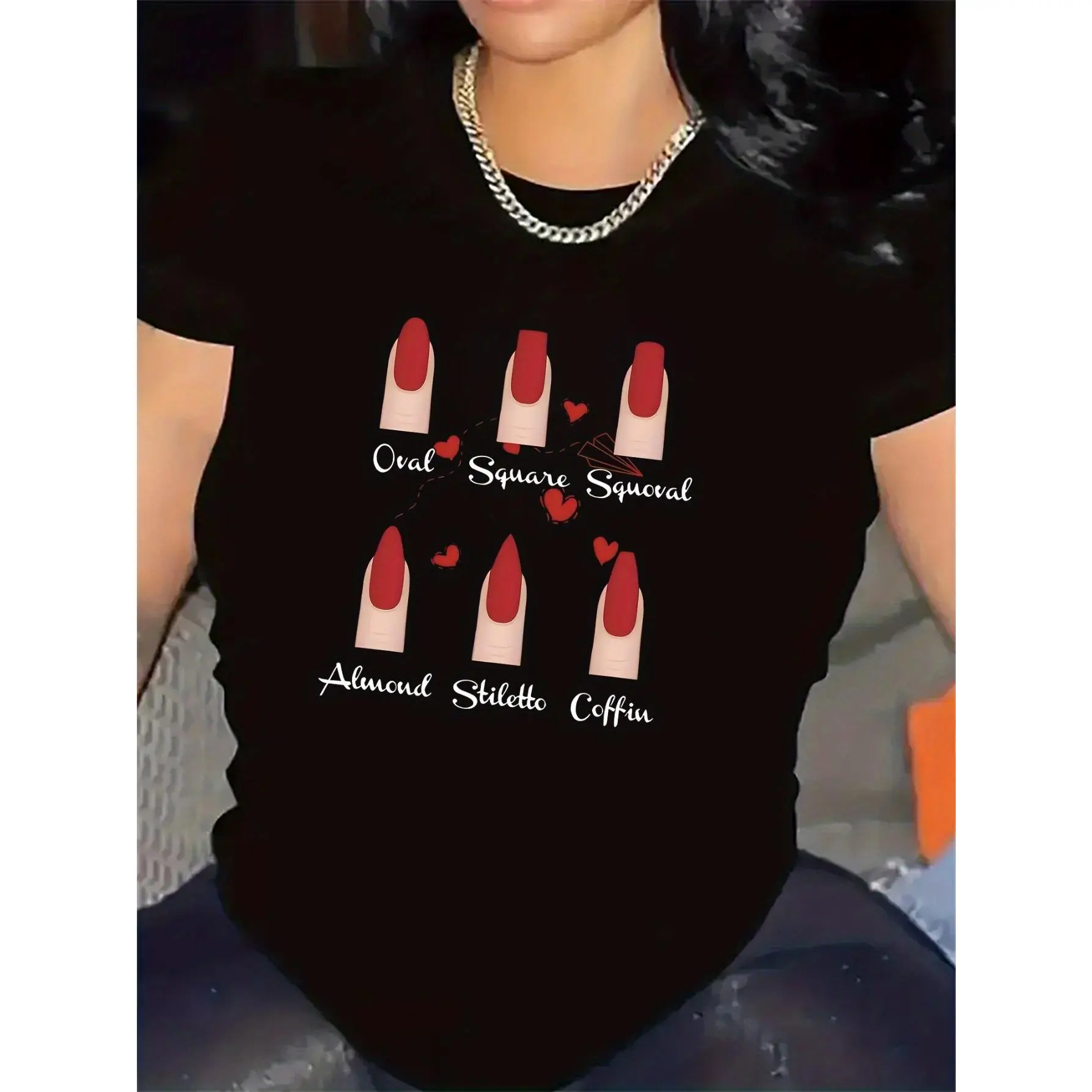 Short-Sleeved T-Shirt Designed for Restaurant Staff, Showcasing a for Nail Art Motif, Made from Comfortable And Long-Lasting Material, Suitable for Casual Occasions, a Fashionable And Lightweight Top for Daily Wear