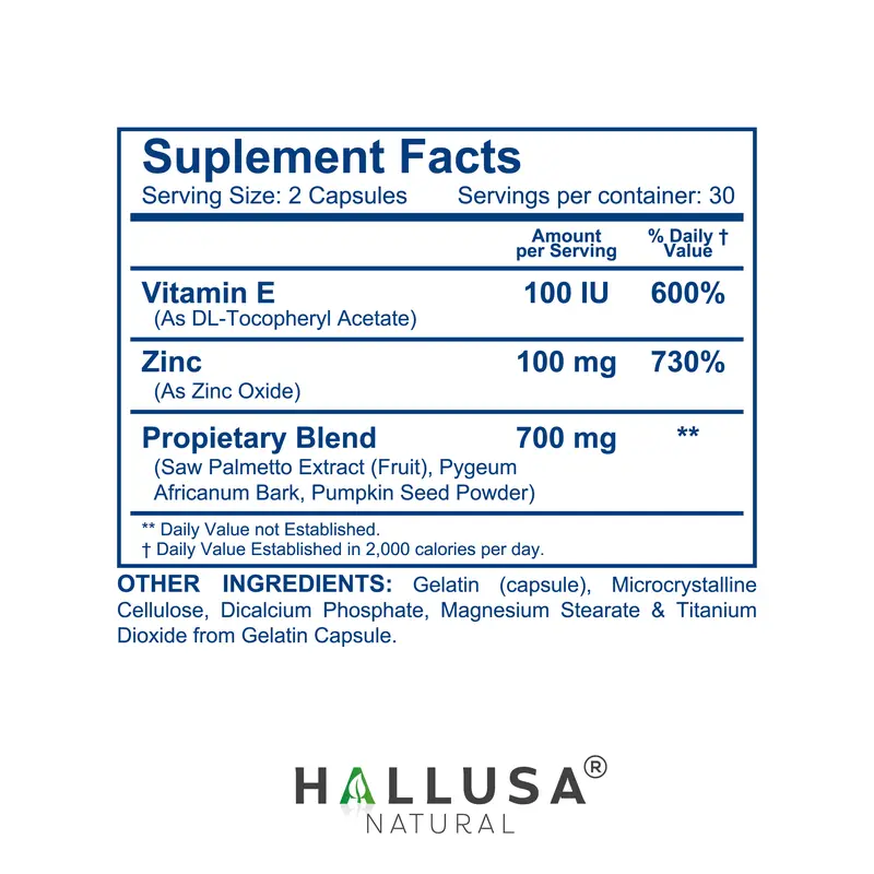 HALLUSA NATURAL Hallprost Prostate Dietary Supplements 60 Capsules with Saw Palmetto Pygeum Africanum Pumpkin Seed Zinc Vitamin E for Nocturia Relief & Men's Health - Fitness 2