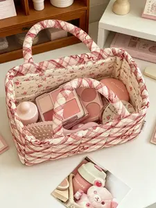 Car Corduroy Storage Basket, High Aesthetic Small Fresh Design, Foldable Organizer for Home & Car Use, All-Seasons Essential