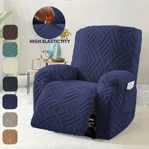 1-Seat Elastic Stretch Recliner Chair Cover - 92% Poly 8% Spandex Flex Classic Traditional Slipcover, Breathable Durable Fabric, Hidden Bottom Elastic Bands, Nonslip Buckle-Free Pocket, Removable Washable Living Room Sofa Protector