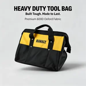 DEWALT Tool Organizer & Carry Bag, Black & Yellow. Made Of Heavy-duty 600D Oxford Fabric, It Features Reinforced Handle And Multiple Pockets. Ideal For Construction, Electrical And Repair Work To Store DEWALT 20V MAX Power Tools On Job Sites.