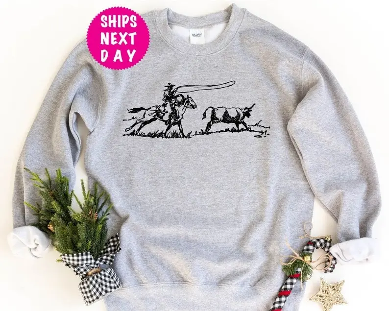 [Sale Off Up To 50%] Cowboy Sweatshirt, Cowboy Roping Western Sweatshirt, Desert Hoodie, Cactus Hoodie, Cowboy Hoodie, Cowboys Sweatshirt, Rodeo Sweatshirt