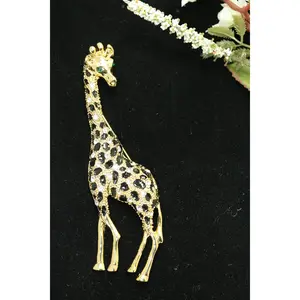 Vintage Gold Giraffe Rhinestone Brooch Pin, Fashion Broochpin for Clothing Collar Accessories