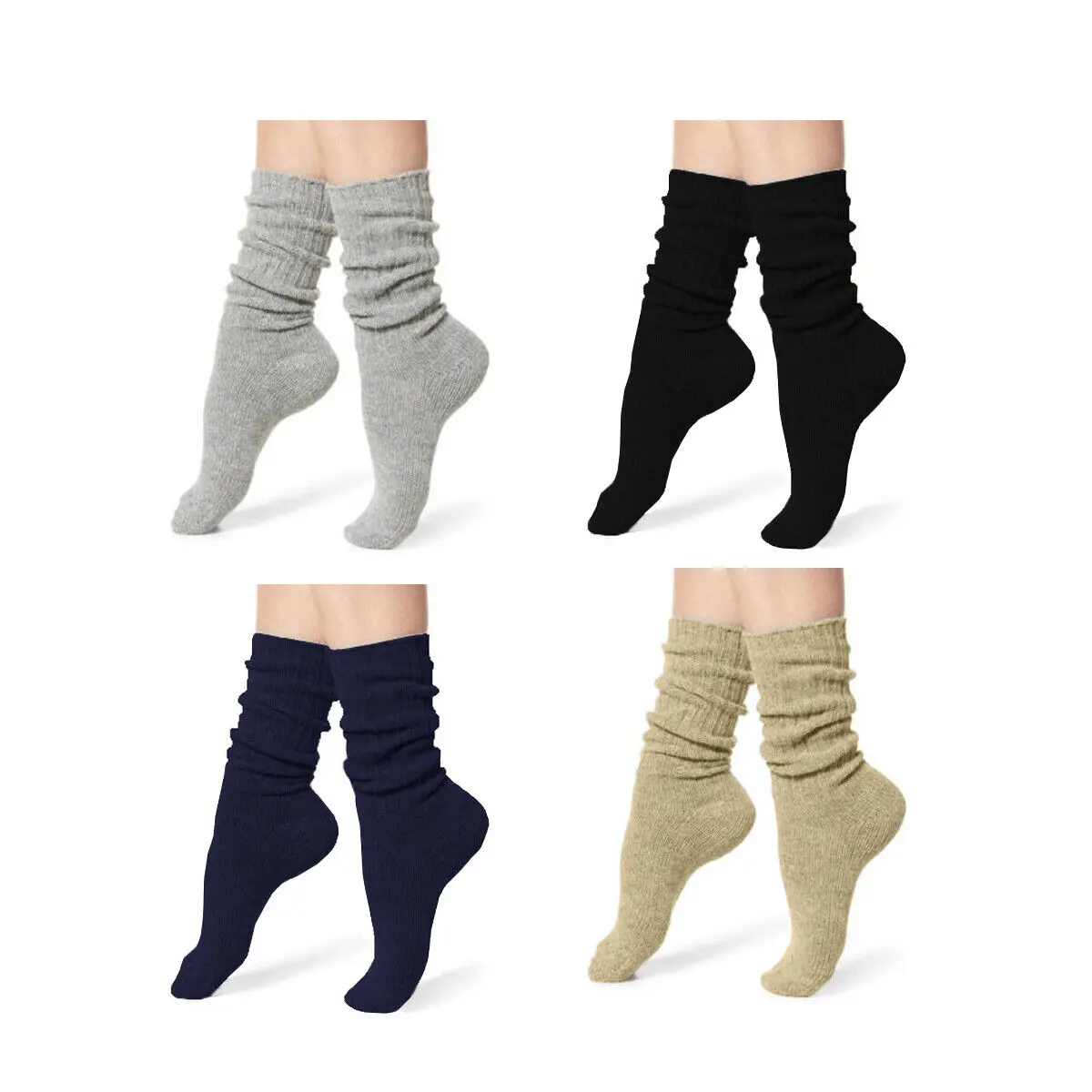 Jefferies Socks 2 Pairs Slouch Ribbed Cotton Knit Socks  Womenswear Casual Vintage Cute Comfort