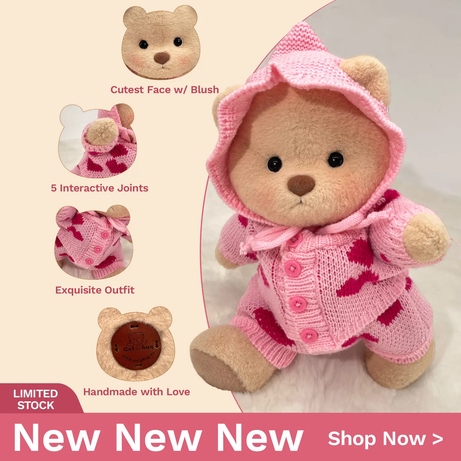 Love Heart Sweater With Brown Bear