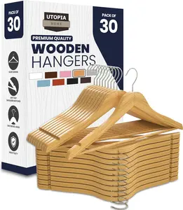 Utopia Home Premium Wooden Hangers - Durable & Slim Coat Hanger - Suit Hanger with 360-Degree Rotatable Hook - Wood Hangers with Shoulder Grooves